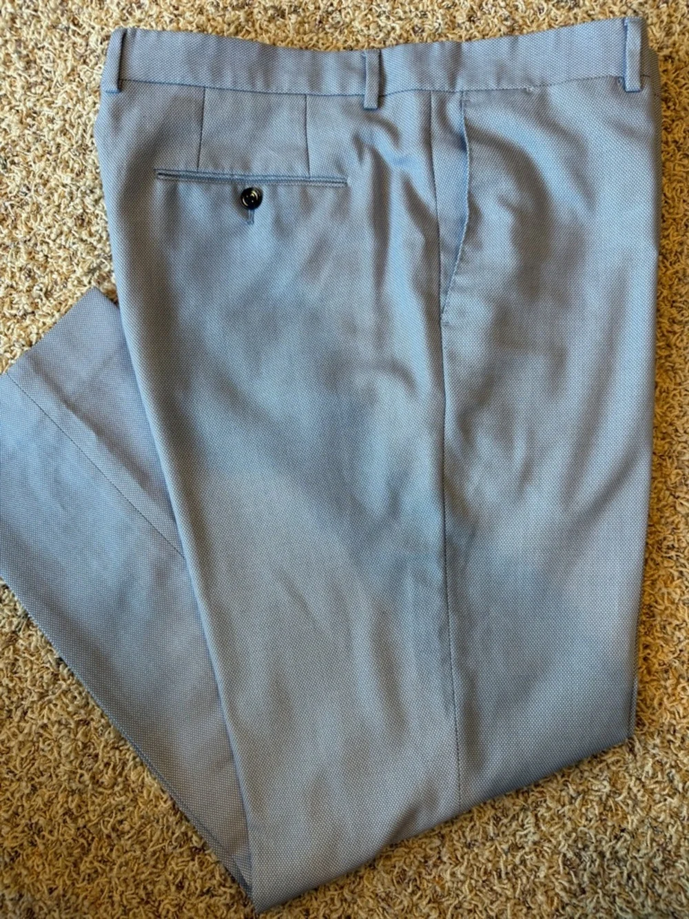 ZARA Mens 36x28 Straight Fit Light Blue Flat Front Trouser Dress Suit Pants